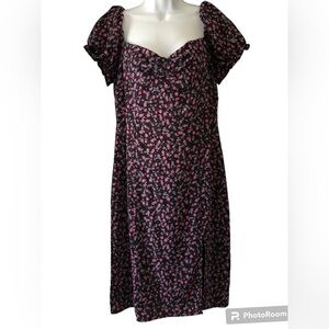 Vintage City Triangles Dress Size X-Large Ditsy Floral Print Puff Sleeve Slit